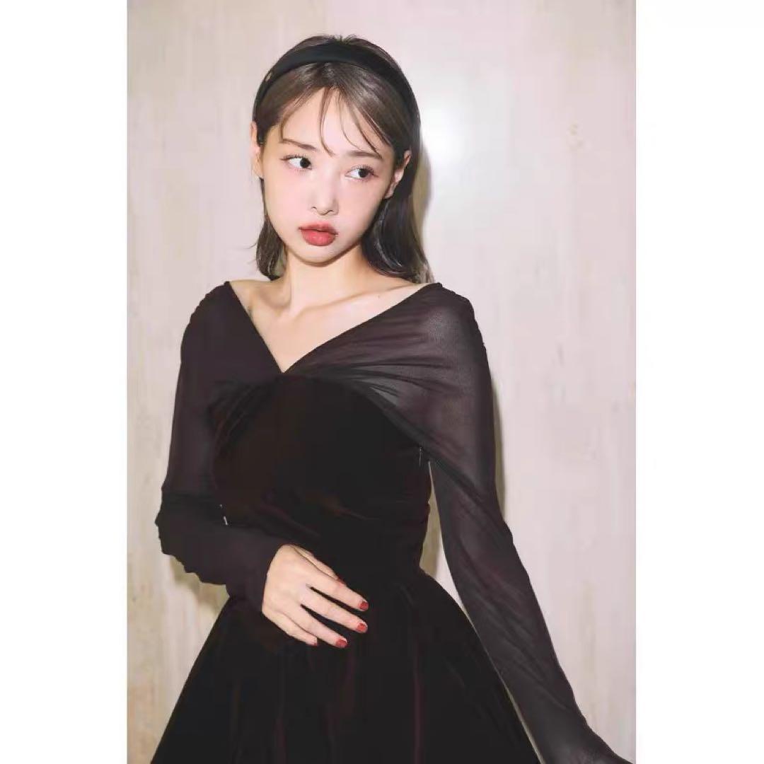 polaura ベロアビスチェバルーントップス ブラック