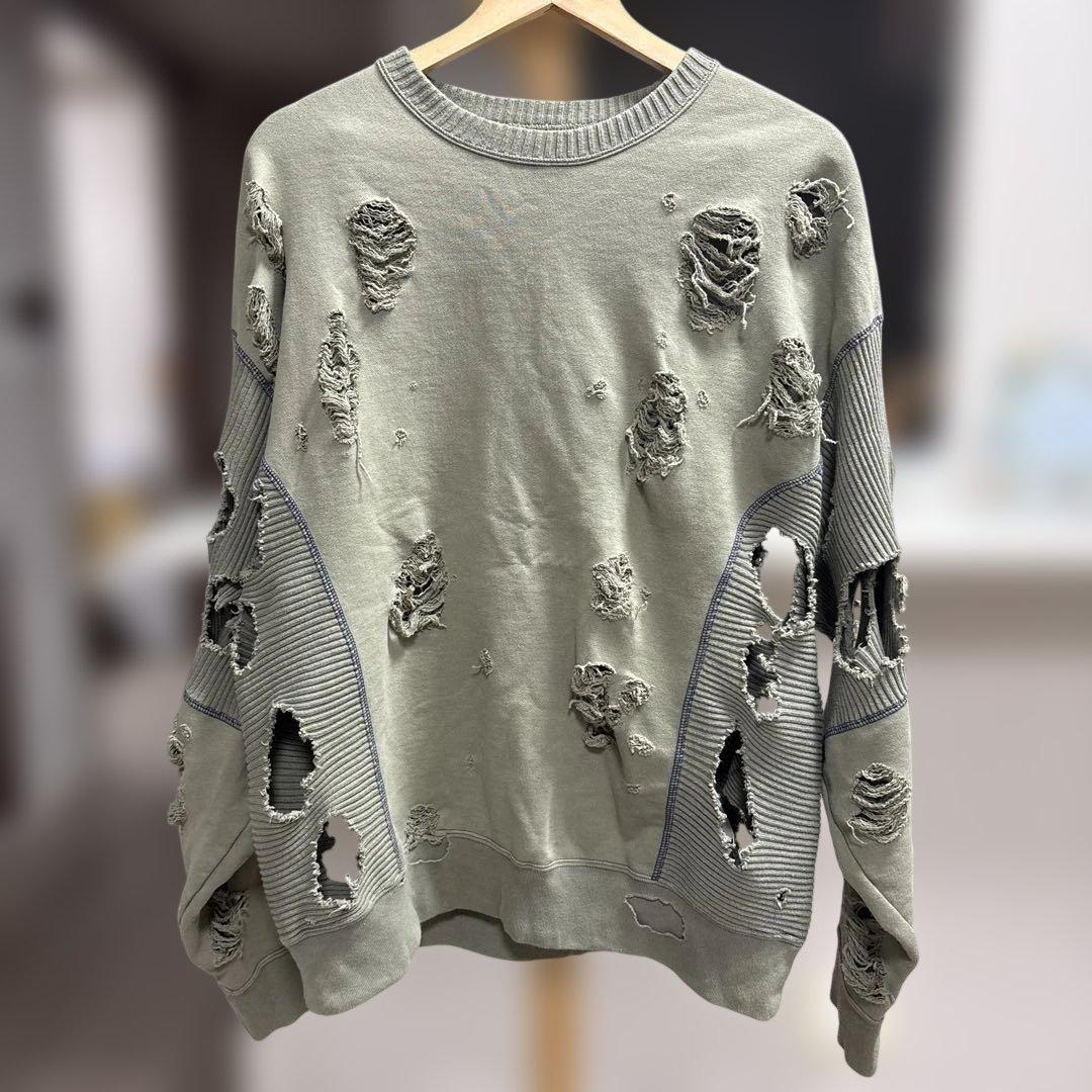 Cav empt C.E.ダメージ加工 グレー セーター