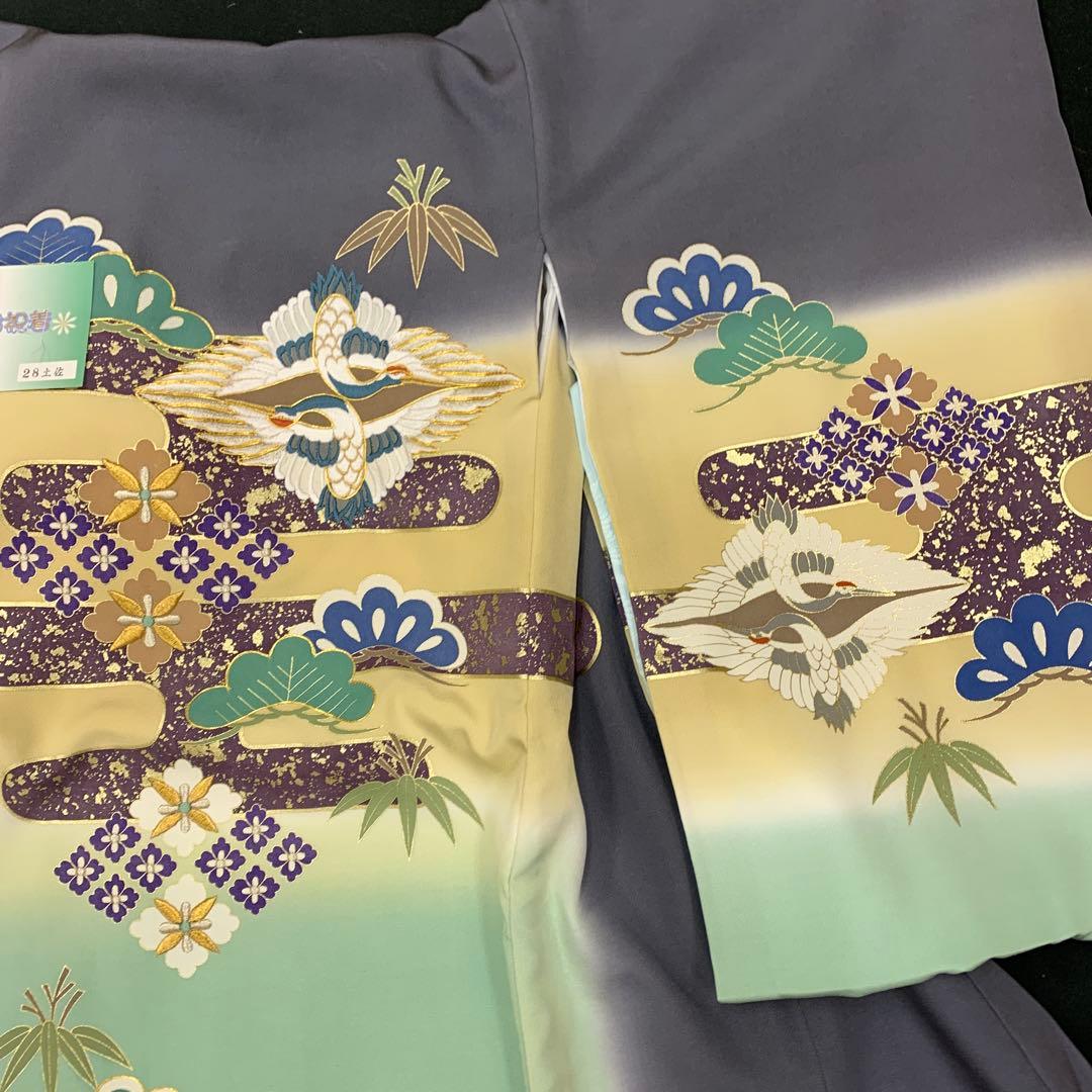 有名店在庫　最高級新品正絹産着（祝着）京友禅工芸美術、特撰祝い雲取松竹向鶴古典文