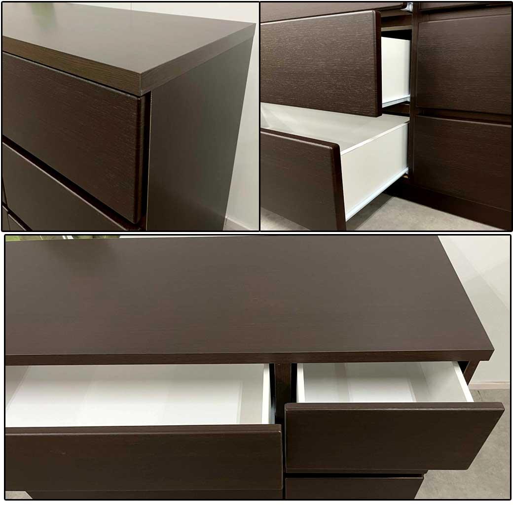 幅120 ローチェスト 引き出し収納レール付6段チェスト大川家具 傷あり