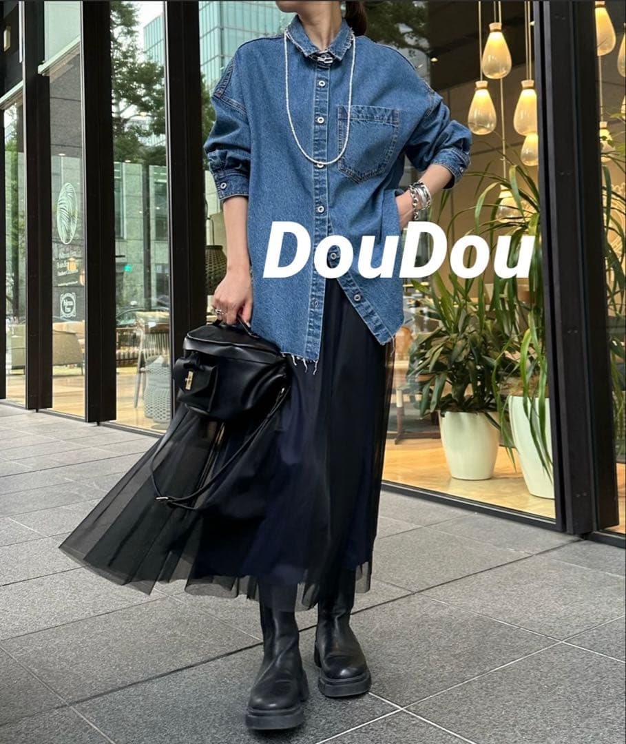 DouDouダメージデニムシャツ