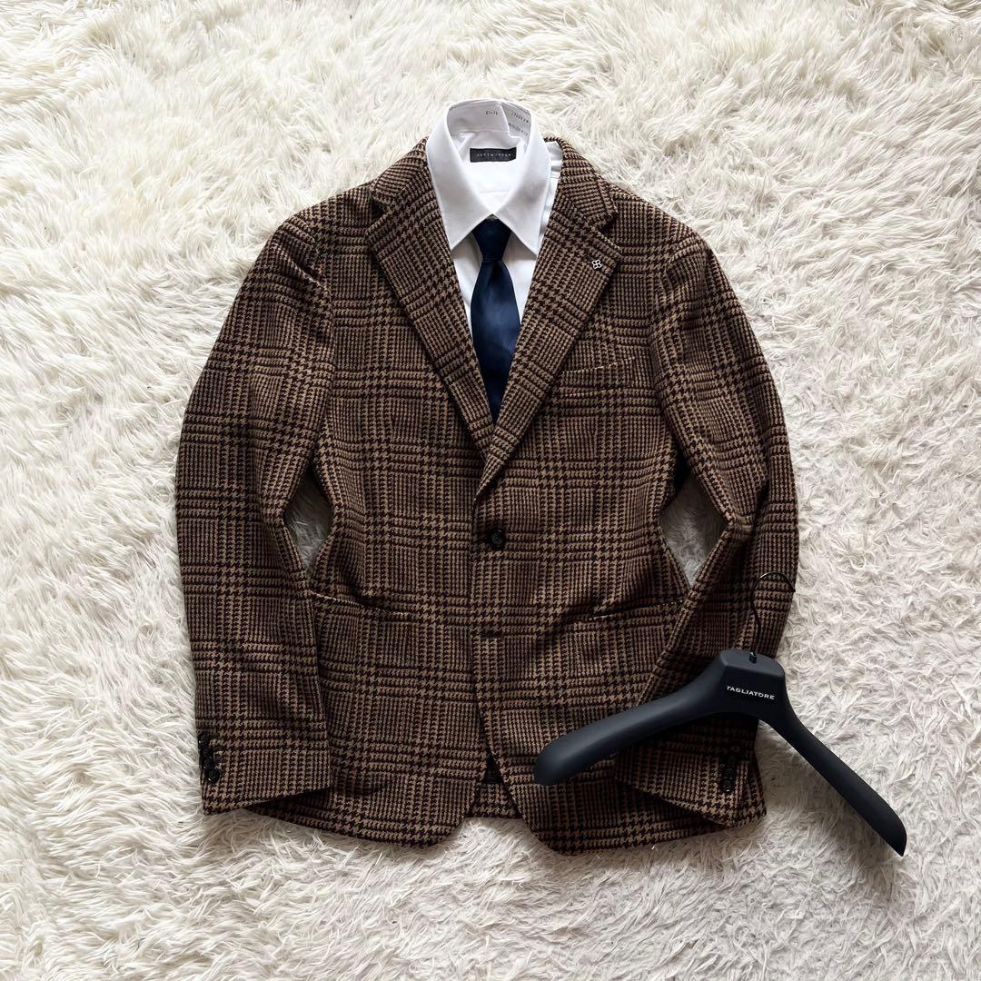 <極美品>TAGLIATORE ×ブリッラ ブラウン ウール ジャケット 50
