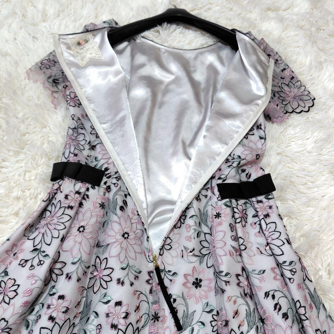 【極美品♡希少42】ローズティアラジュエル　高級フラワーチュール刺繍ワンピース