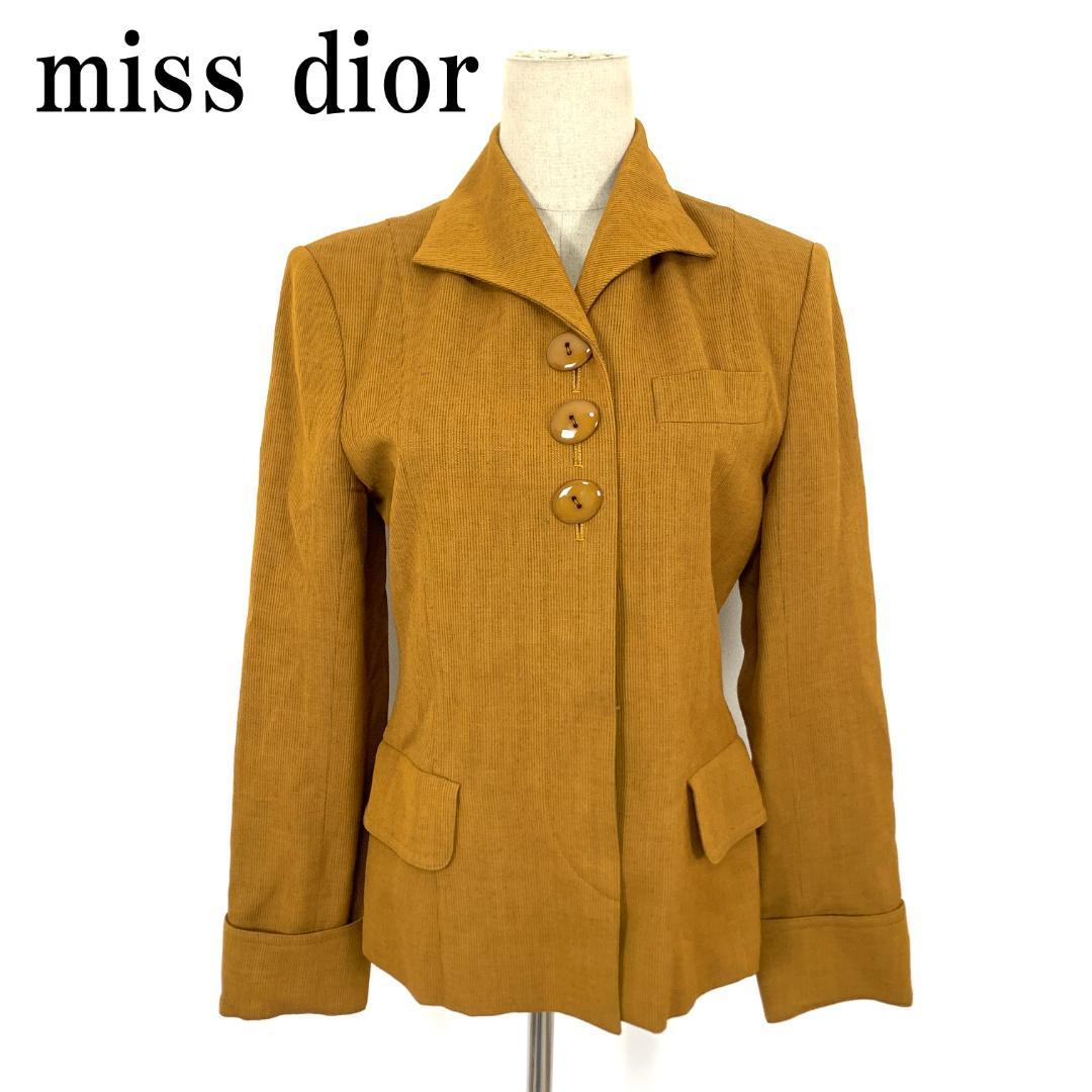LA9342 ミスディオール テーラードジャケット イエローブラウン ウール M