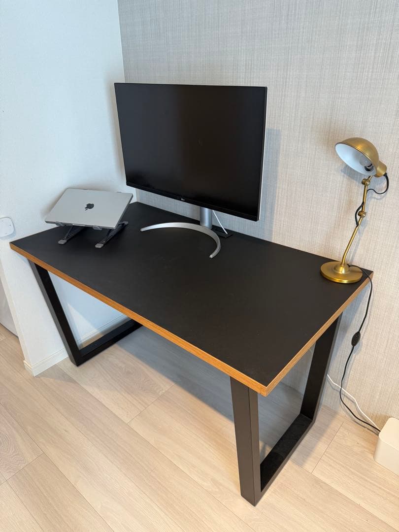 [値下げ]KANADEMONO黒デスク 引き出し付き 幅125cm