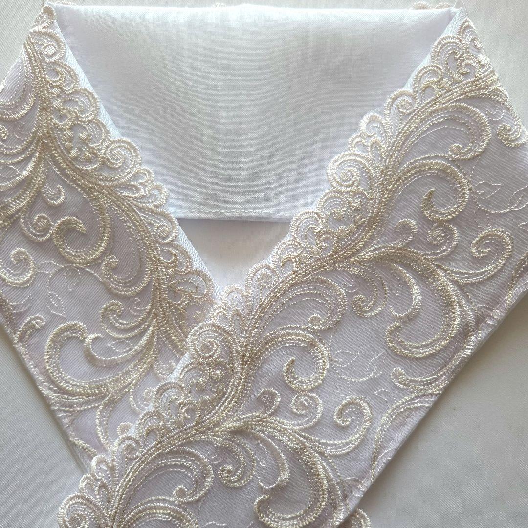 NO.K-50　半衿 半襟　 モダンラメ入りリーフ刺繍レース 6点おまとめ