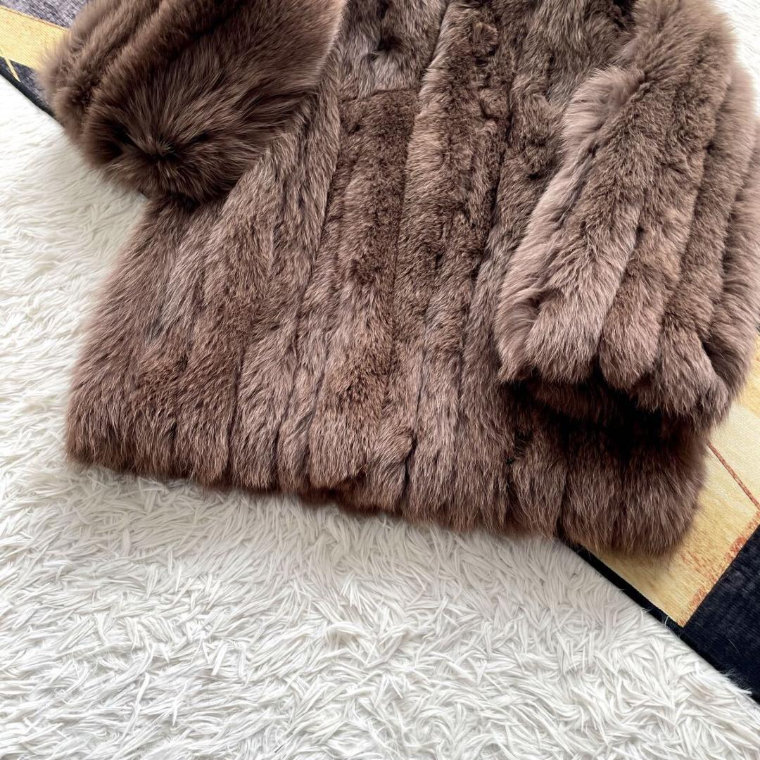 肉厚◎/総丈76 染め/カラー フォックス ファーコート リアルファー 毛皮 L