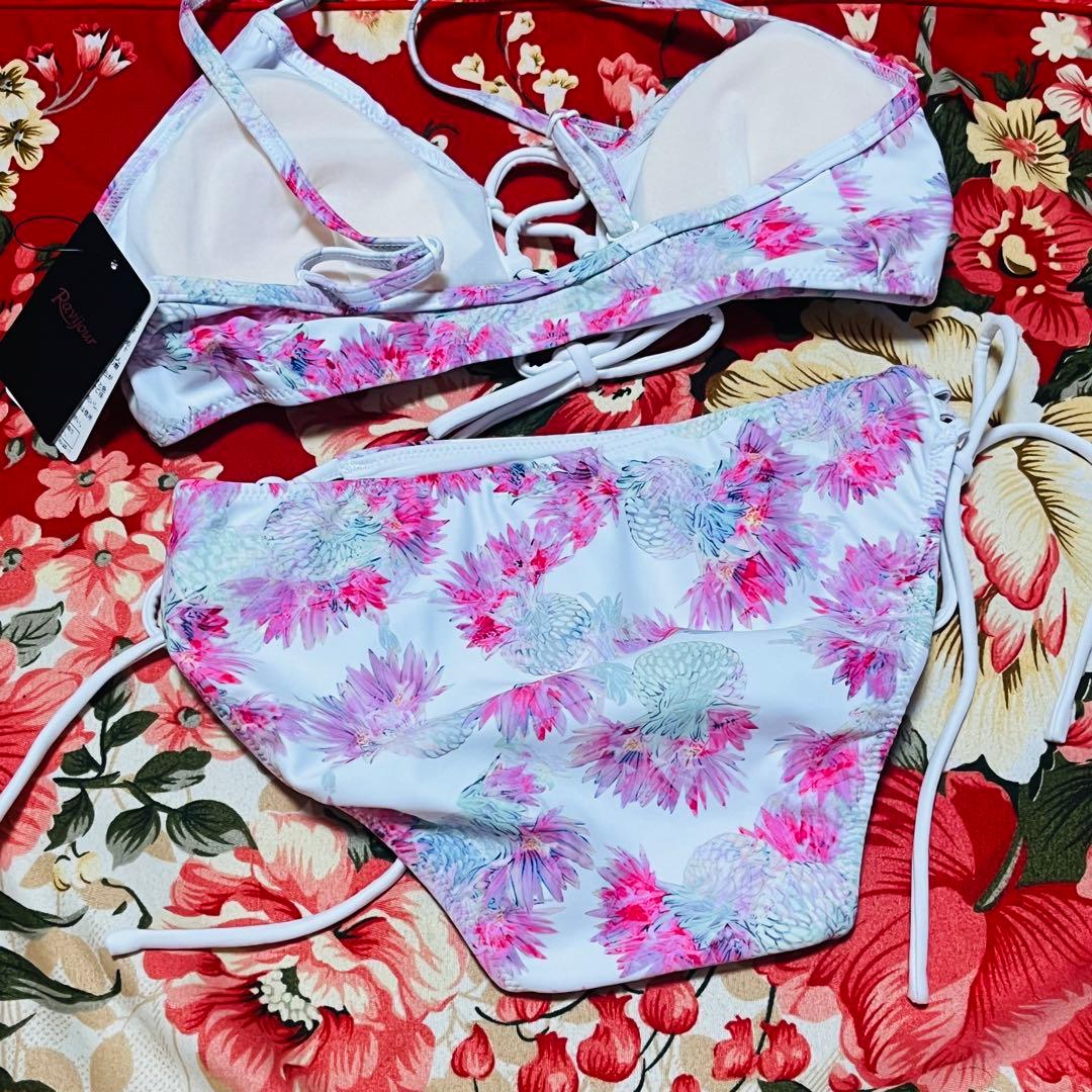 ★Ravijour★フラワーレースアップビキニ★水着★セットアップS★PINK