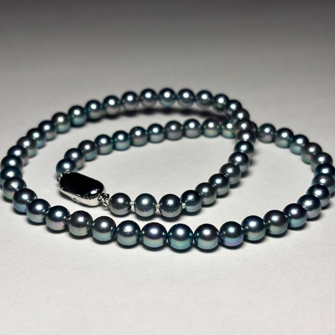 あこや真珠　パールネックレス　6.0-6.5mm 本真珠　ブルー系