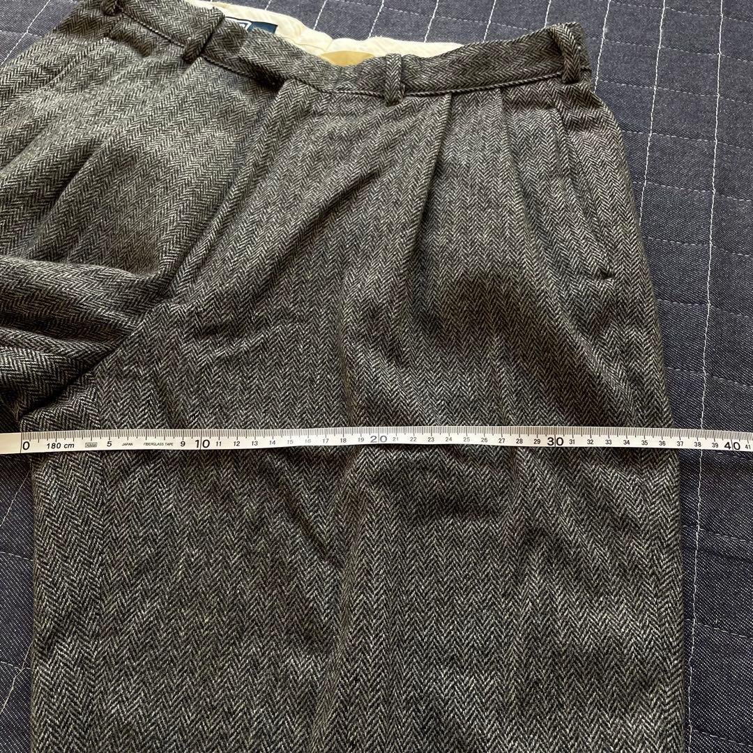 ポロ　ラルフローレン　ヘリンボーン　タック　スラックス　ウール　ワイド