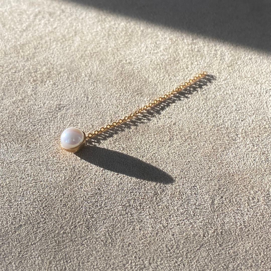 SHIHARA シハラ Half Pearl Chain Pierce 45°