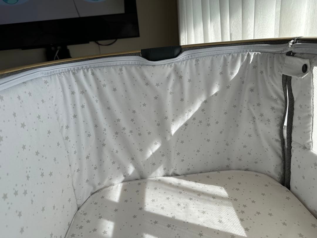 【Y】HZDMJ ベビーベッド グレー 蚊帳付き