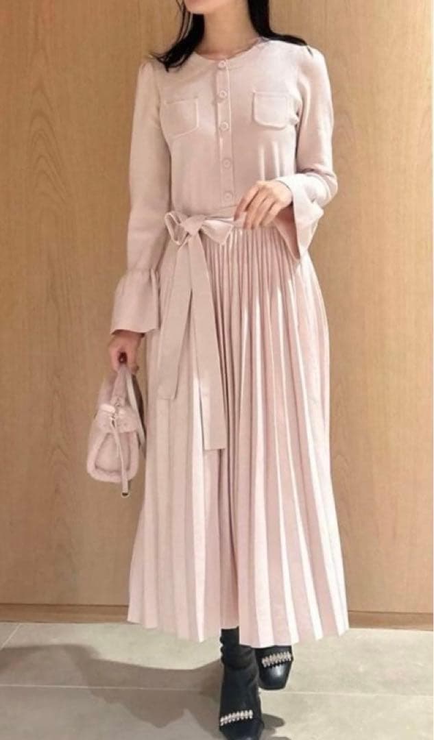 現行　CELFORD 　2025　スプリングニット　フリル　ワンピース　ベルト