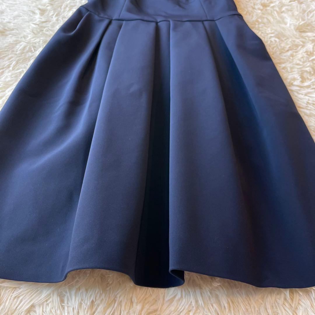 美品 M'S GRACY バックジップ タック ワンピース ネイビー 38
