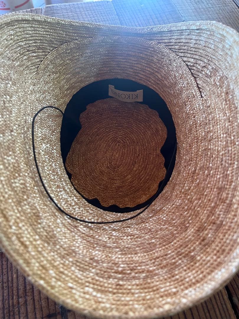 KIKONO 麦わら帽子　COLETTE グリーンベージュリボン