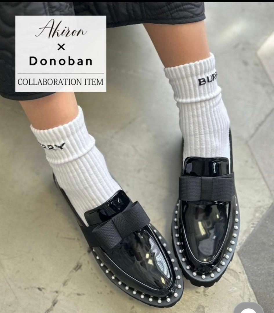 アキロン✖️Donobanコラボ　パールリボンローファー　Sサイズ