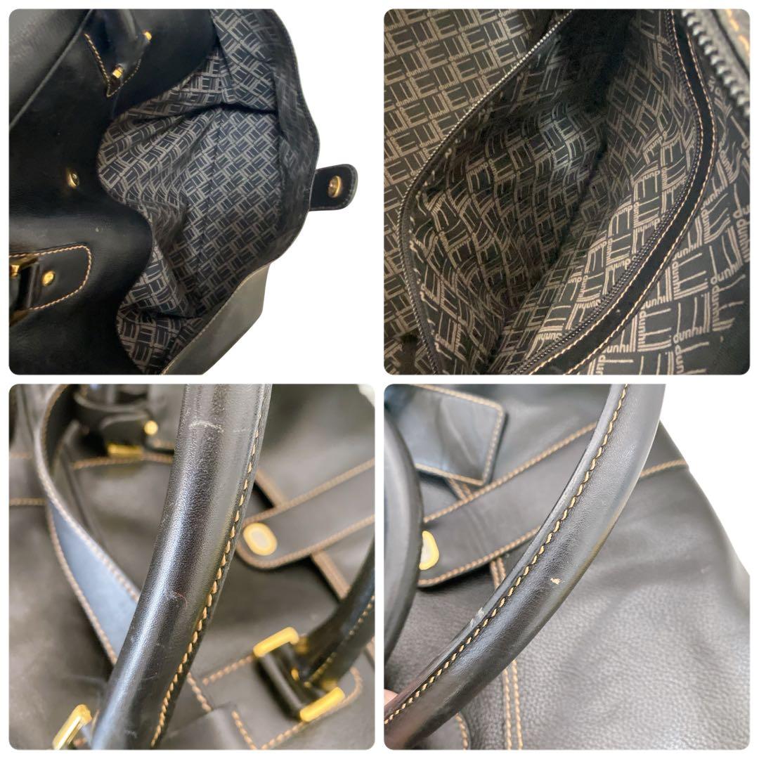 ダンヒル dunhill ボストン 2wayショルダバッグ 黒 レザー 大容量