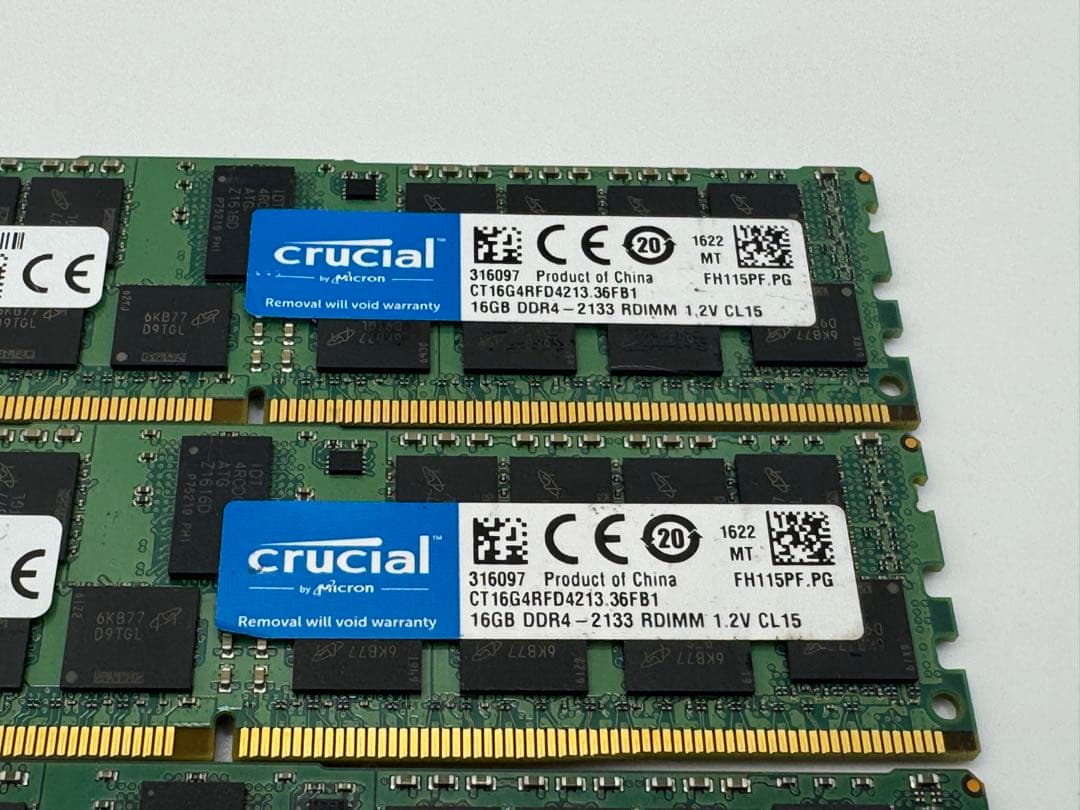 ⑦Crucial 16GB DDR4-2133P RDIMM 4枚セット