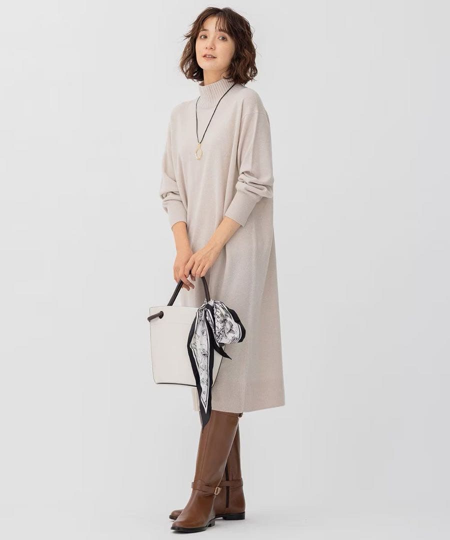 完売　23区 S ウールカシミヤブレンド ハイネックワンピース　¥28,600