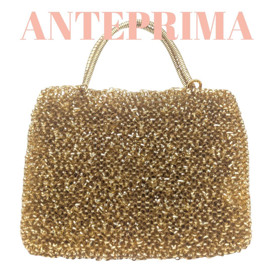 【美品】アンテプリマ ワイヤーバッグ トートバッグ 金 ゴールド スクエア ミニ