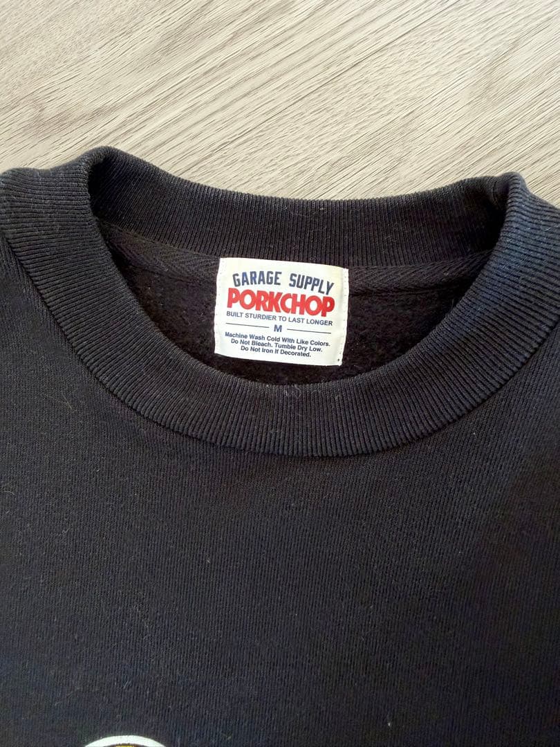 値引き中【美品】PORKCHOP 裏起毛クルーネックスウェット ブラックM