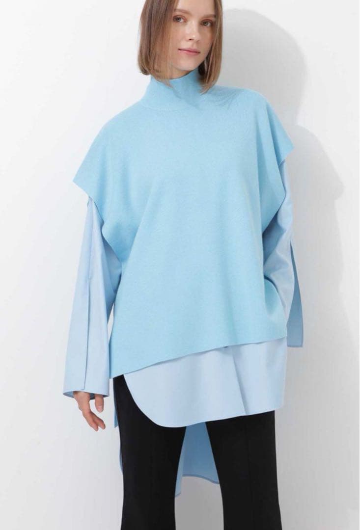 LE PHIL ルフィル バックオープン ニットベスト ブルー