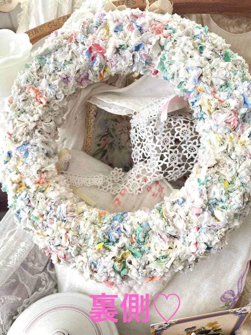 アンティークキルトで贅沢布リース両面♡ 限定１個ハンドメイド·͜· ♡