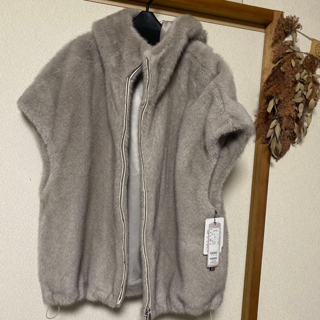 vivapresto フード付きグレー毛皮コート　人気グレー　セブンフェアリー