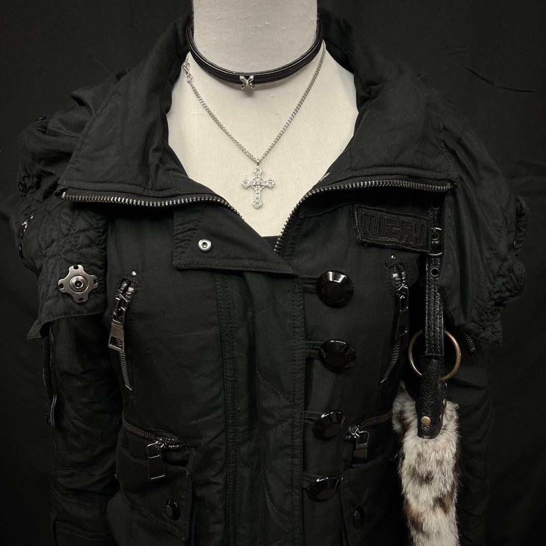 平成ギャル　y2k グランジ　ダークコア　ギミック　モッズコート　チャック　レア