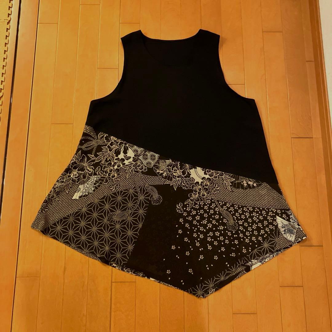 詩仙堂/チュニック/ゴールドタグ/未使用品/紗ちりめん/Ｌサイズ