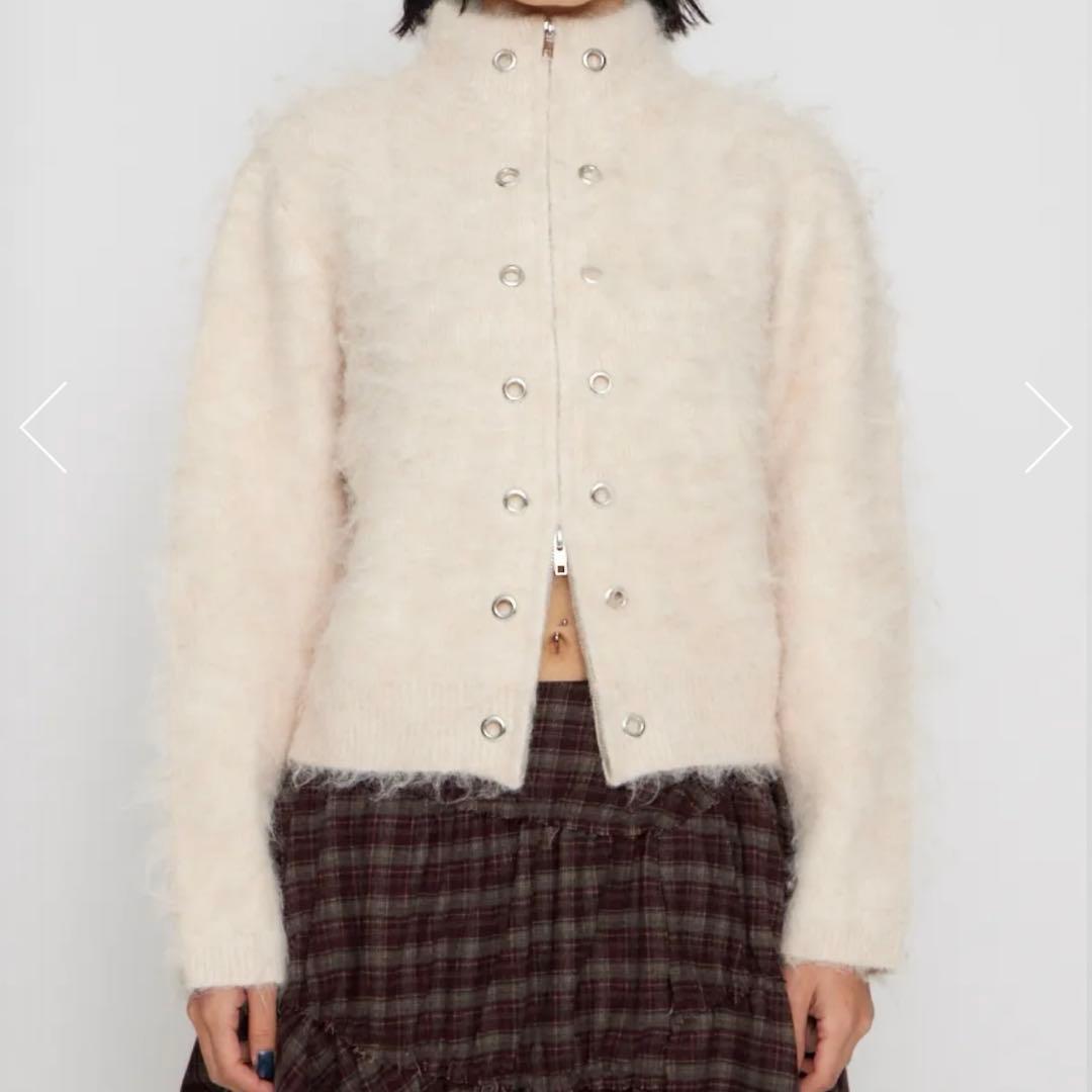 zip side eyelet ニット