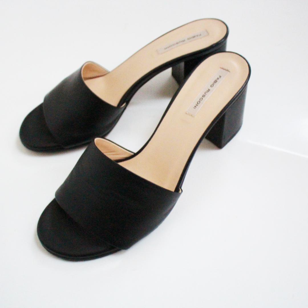 ファビオルスコーニ レザーミュールサンダル 黒39/24.5ｃｍ