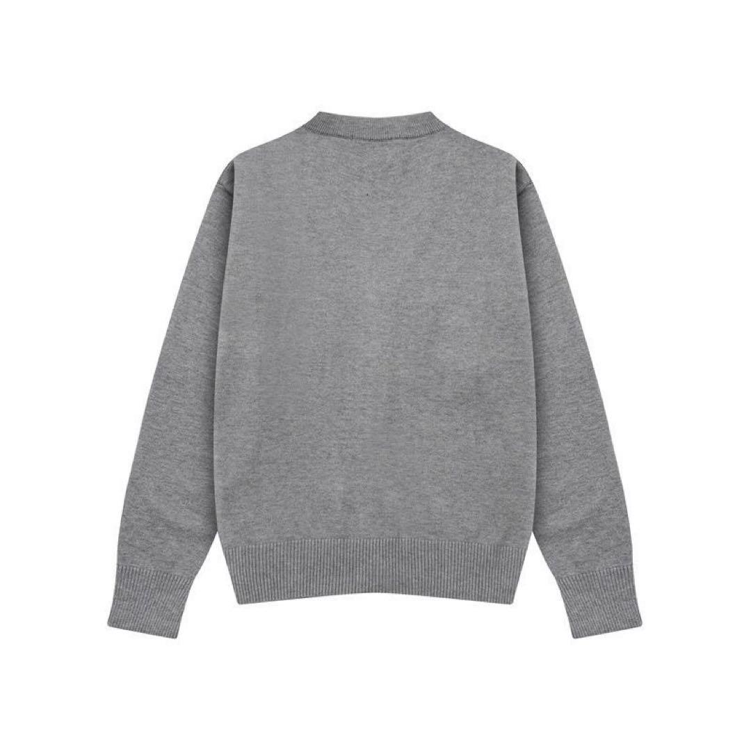 アミパリス　amiparis グレー Vネックカーディガン 赤いハート刺繍