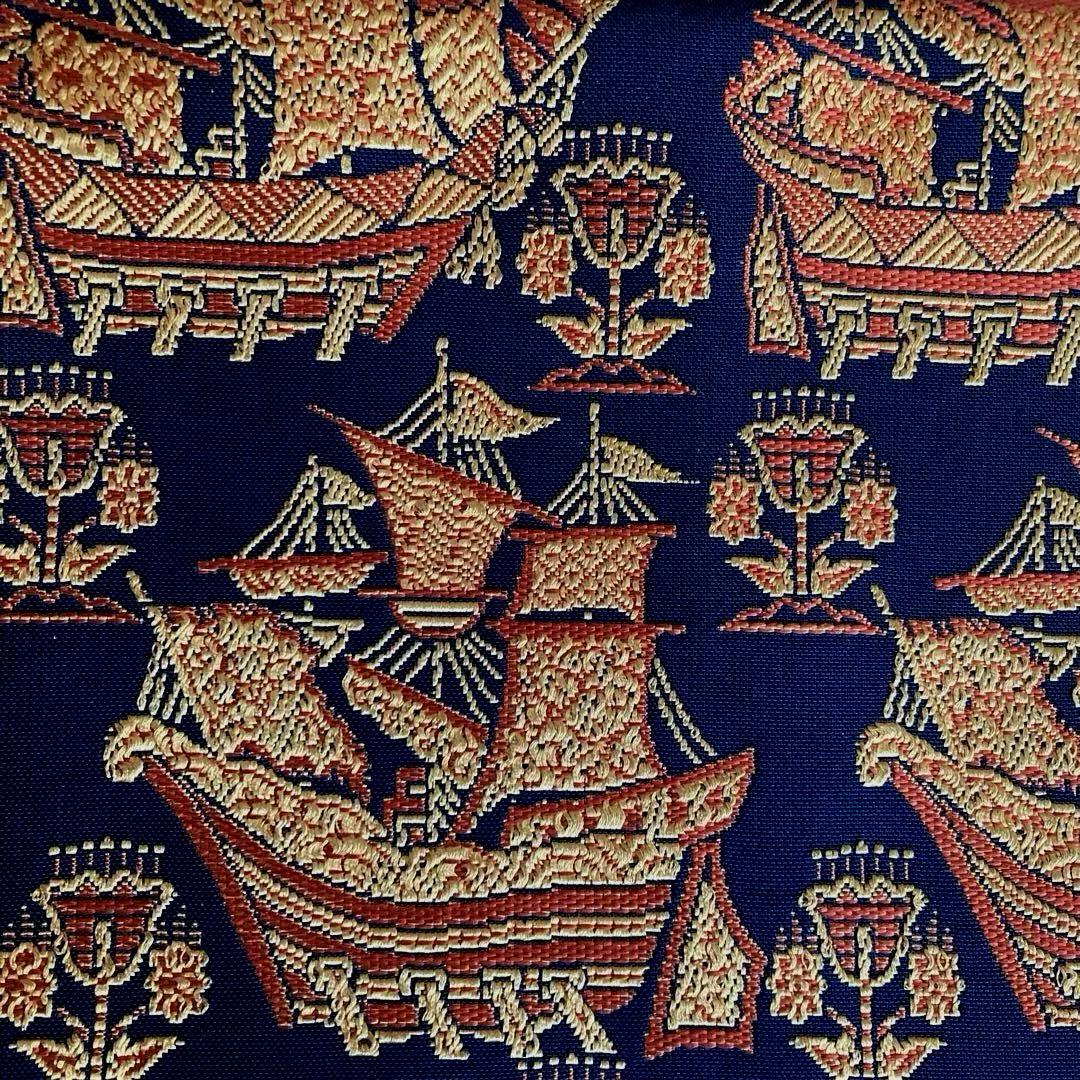 アンティーク京袋帯　南蛮船の織り出し　上質　正絹　No.77-26