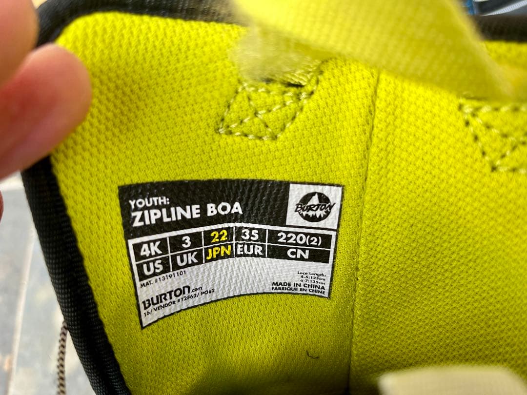 ZIPLINE BOA 22cm 子ども用スノーボードブーツ キッズ　ジュニア