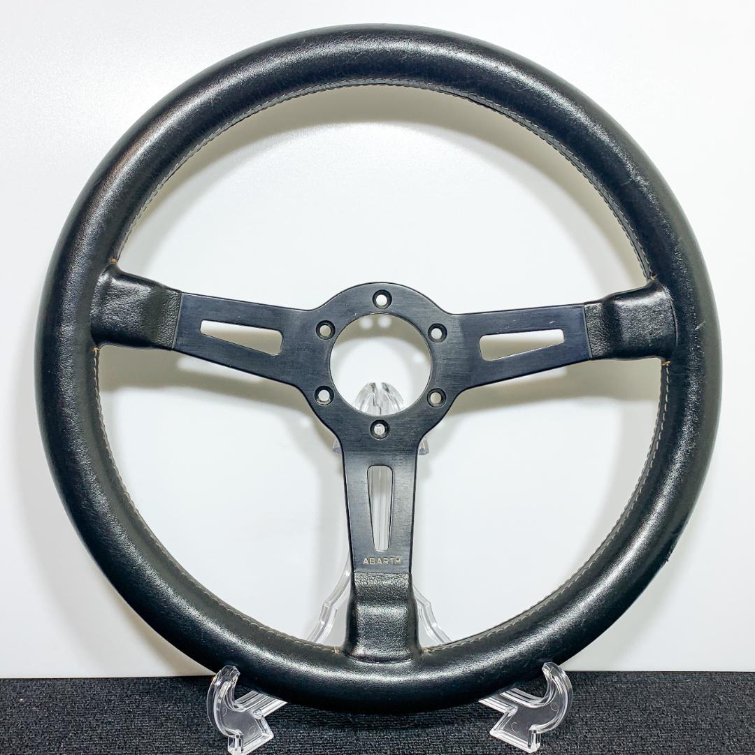 希少 アバルト ABARTH レザーステアリング 35パイ 当時物 艶有り 綺麗