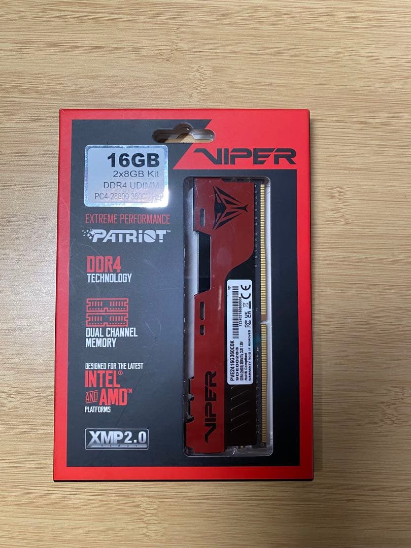 Patriot Viper 16GB DDR4 3600 メモリキット