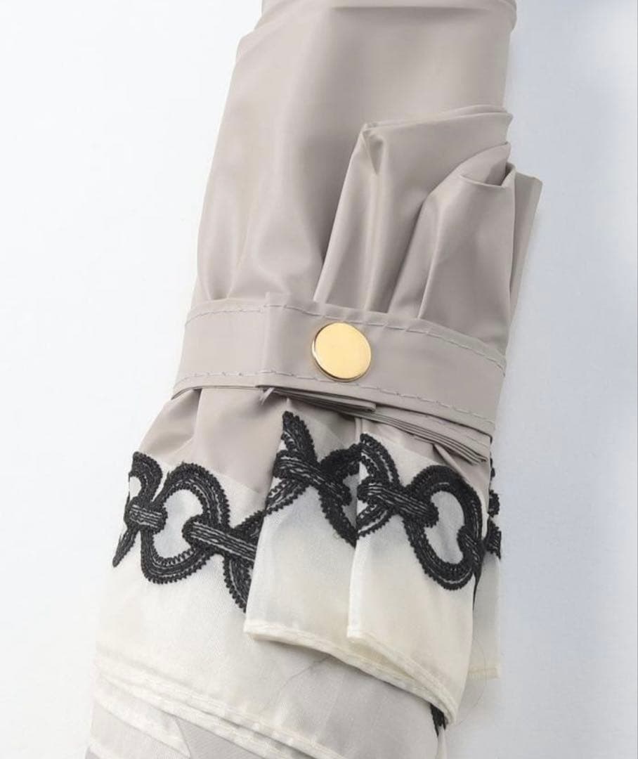 新品★フルラ★FURLAオーガンジーチェーン刺繍 晴雨兼用折りたたみ傘★グレー