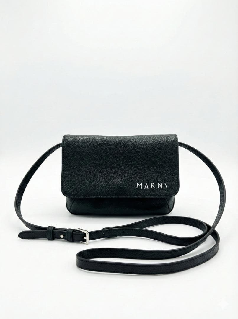 MARNI マルニ メンディングロゴ ショルダーバッグ スモール ブラック