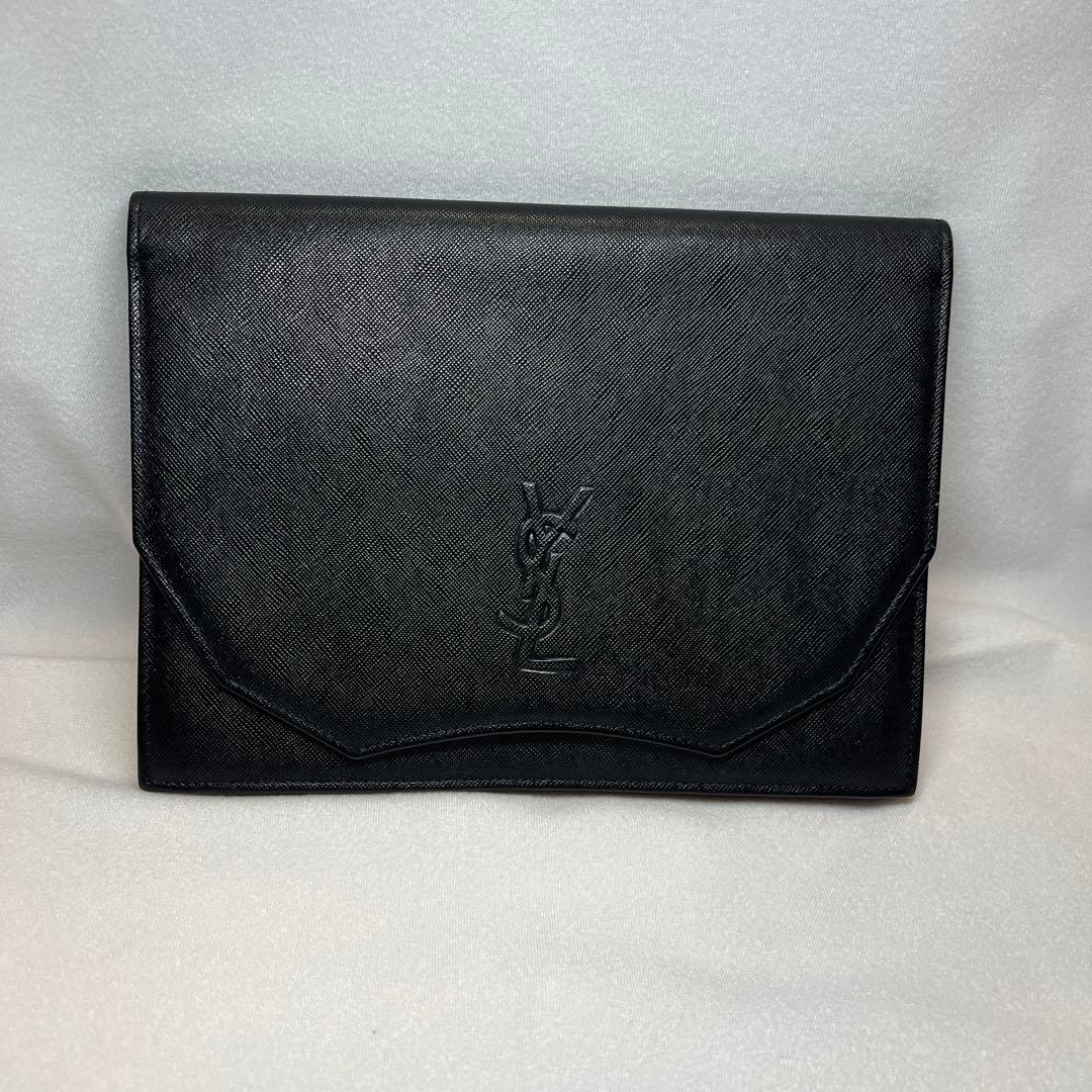 イヴサンローラン クラッチバッグ セカンドバッグ YSLロゴ レザー 黒