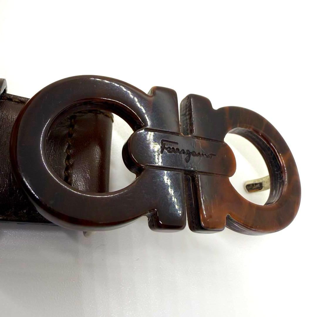 サルヴァトーレフェラガモ ダブルガンチーニ べっ甲調 レザー イタリア製 ベルト