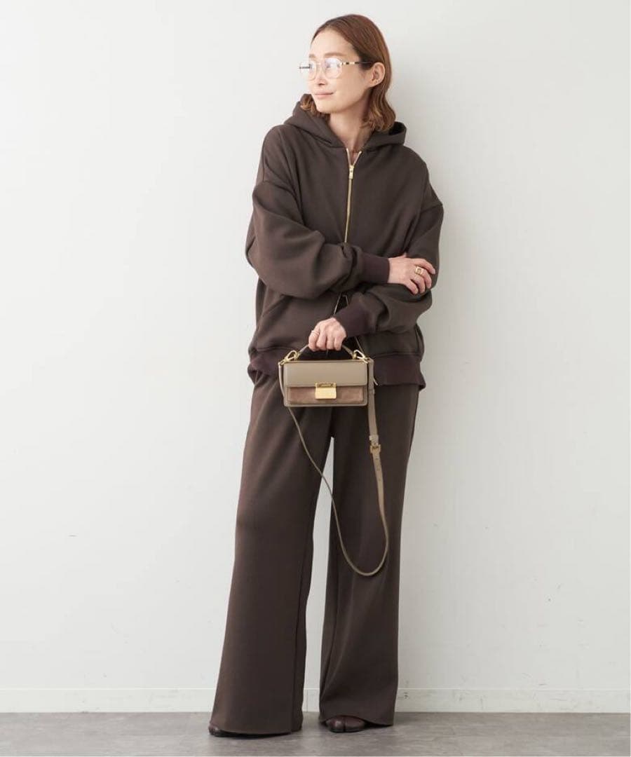 ドゥーズィエムクラス Warm ジップ フーディー　ブラウン