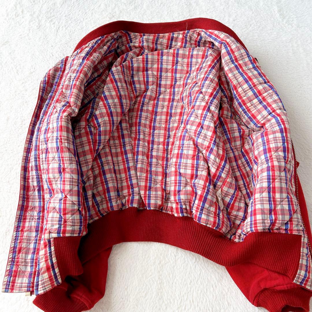 ピンクハウス ビンテージブルゾン ワッペン 裏地チェック 赤 フリーサイズ