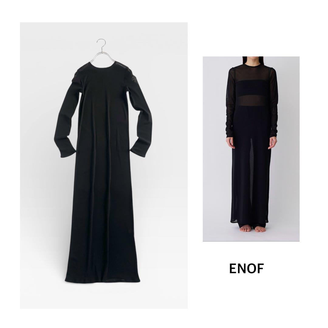 美品 ENOF sheer stretch onepiece イナフ ブラック