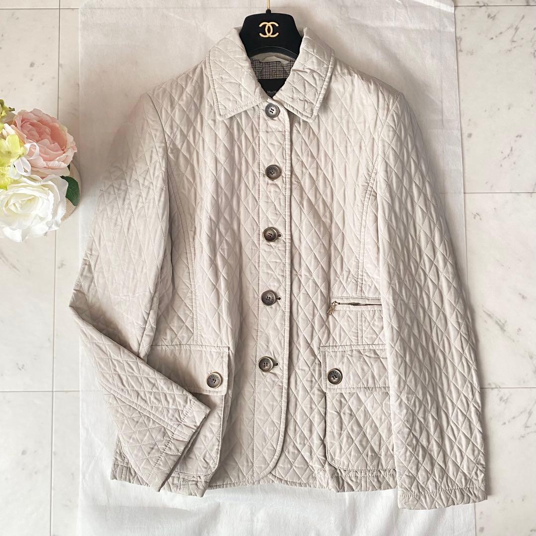 極美品◆春まで活躍♪MaxMara キルティングコート ジャケット ベージュ42