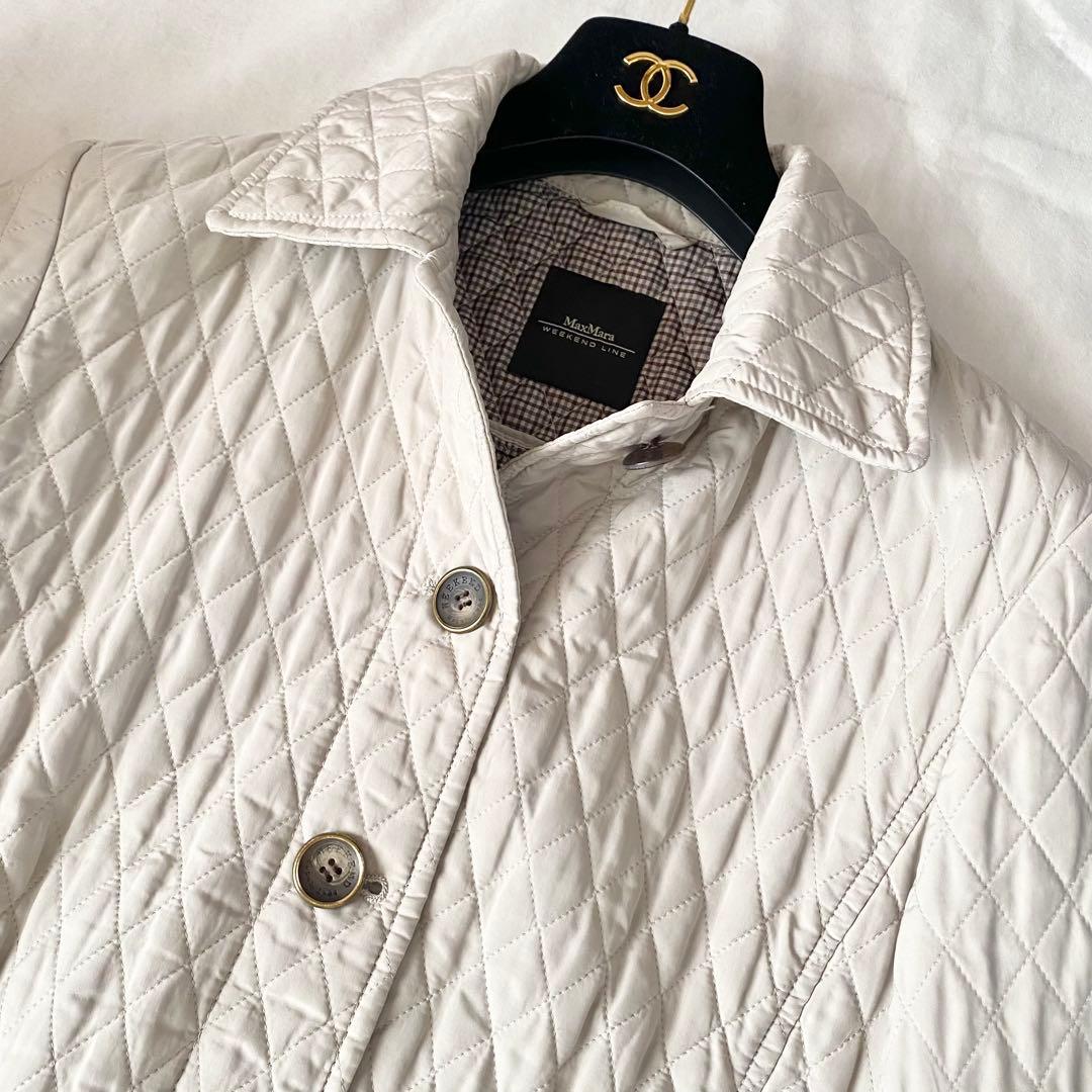 極美品◆春まで活躍♪MaxMara キルティングコート ジャケット ベージュ42
