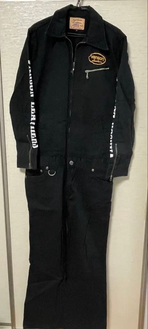 vanson ブラック オーバーオール Lサイズ