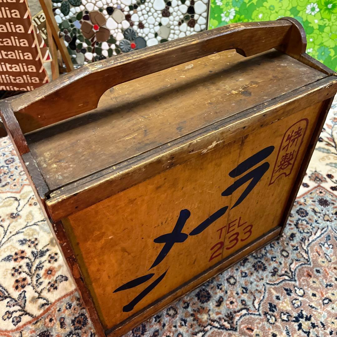 レトロ　古道具　木製　ラーメンおかもち　味わい深い道具です