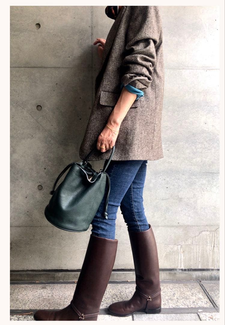 菊池京子 K.K closet ヘリンボーンジャケット ブラウン