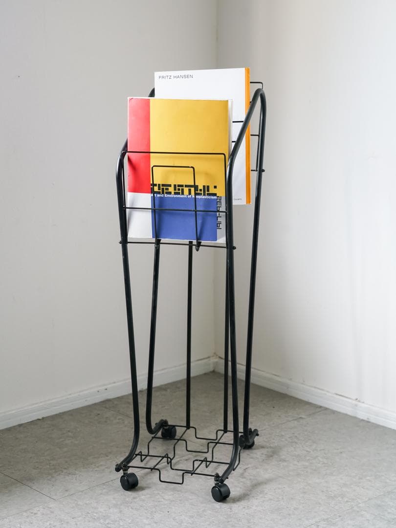 80-90's マガジンラック/収納スタンド キャスター ポストモダン